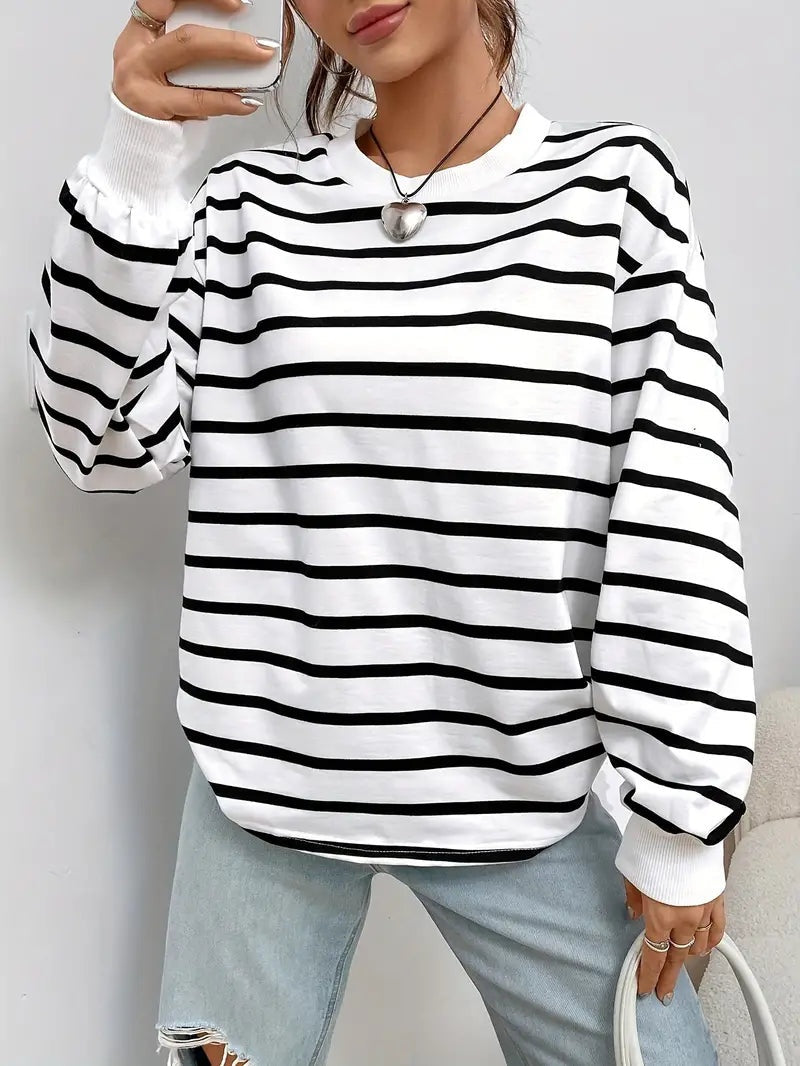 Willow | Women's Oversized Striped Crewneck Sweatshirt