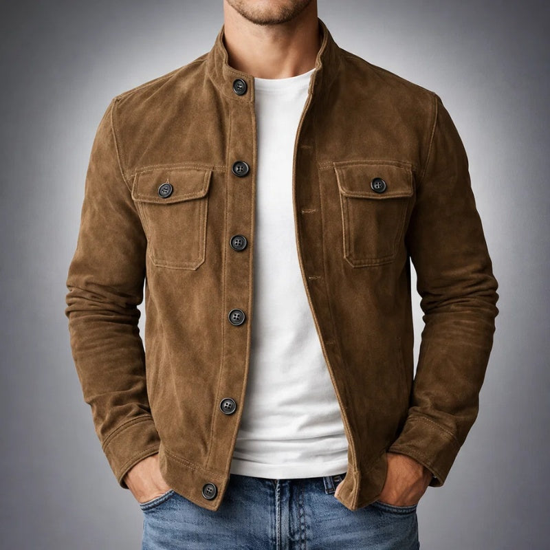 Troy | Men's Suede Jacket Stand Collar Pockets