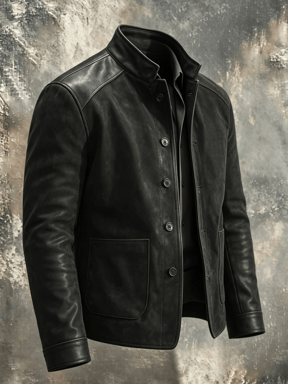 Benjamin | Men's Suede Jacket Stand Collar with Patch Pockets