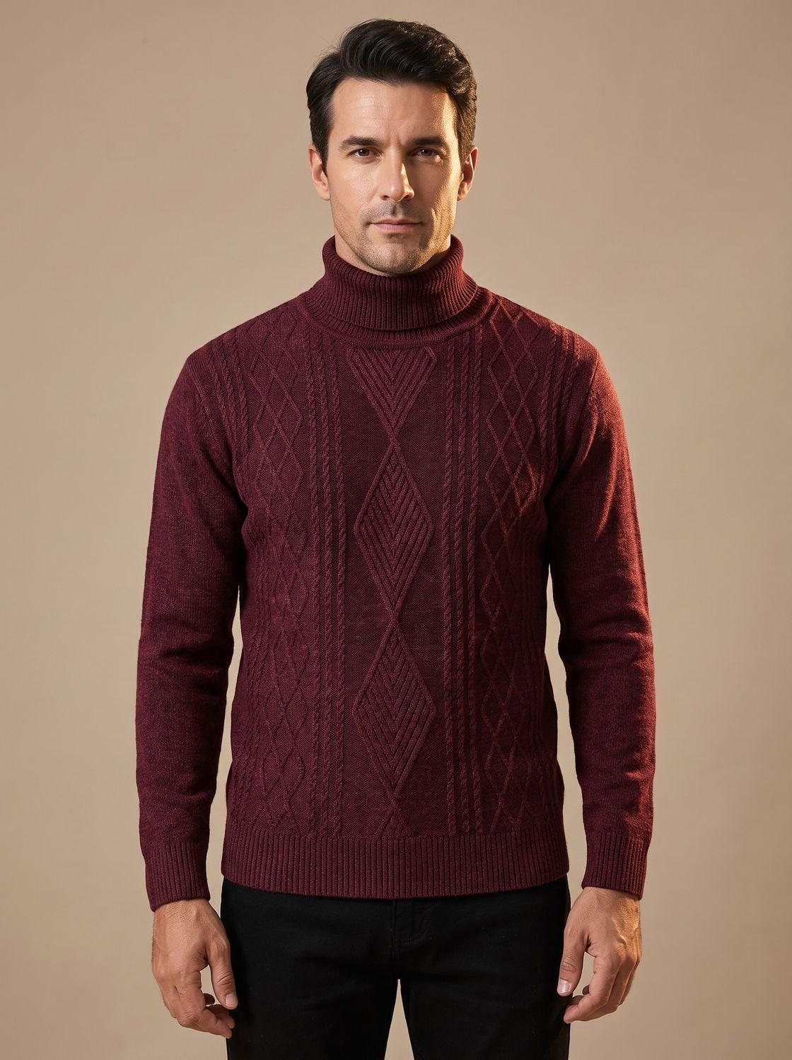 Benjamin | Men's Turtleneck Sweater Fisherman Cable Knit