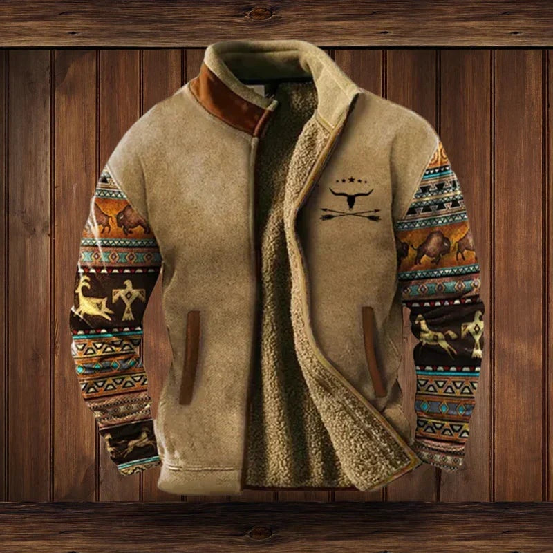 Colton | Men's Aztec Print Sherpa Jacket Winter Fleece