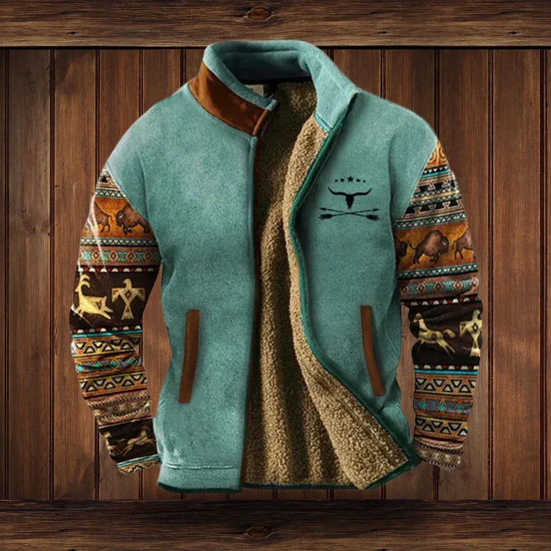 Colton | Men's Aztec Print Sherpa Jacket Winter Fleece