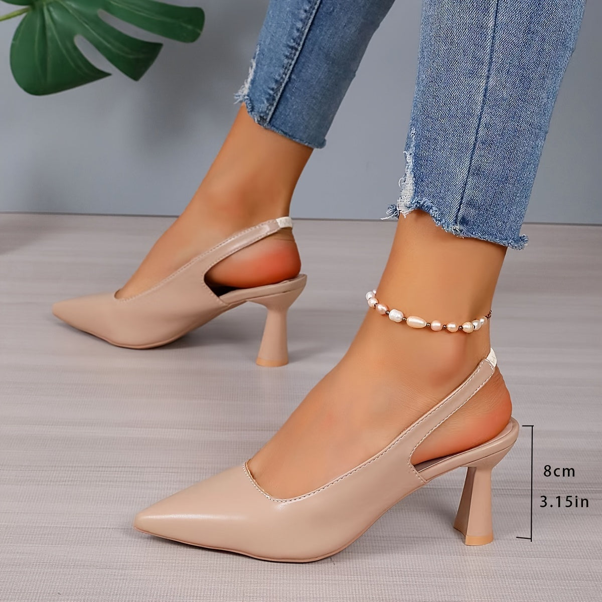 Camila | Women's Slingback Pumps Pointed Toe Leather-Look