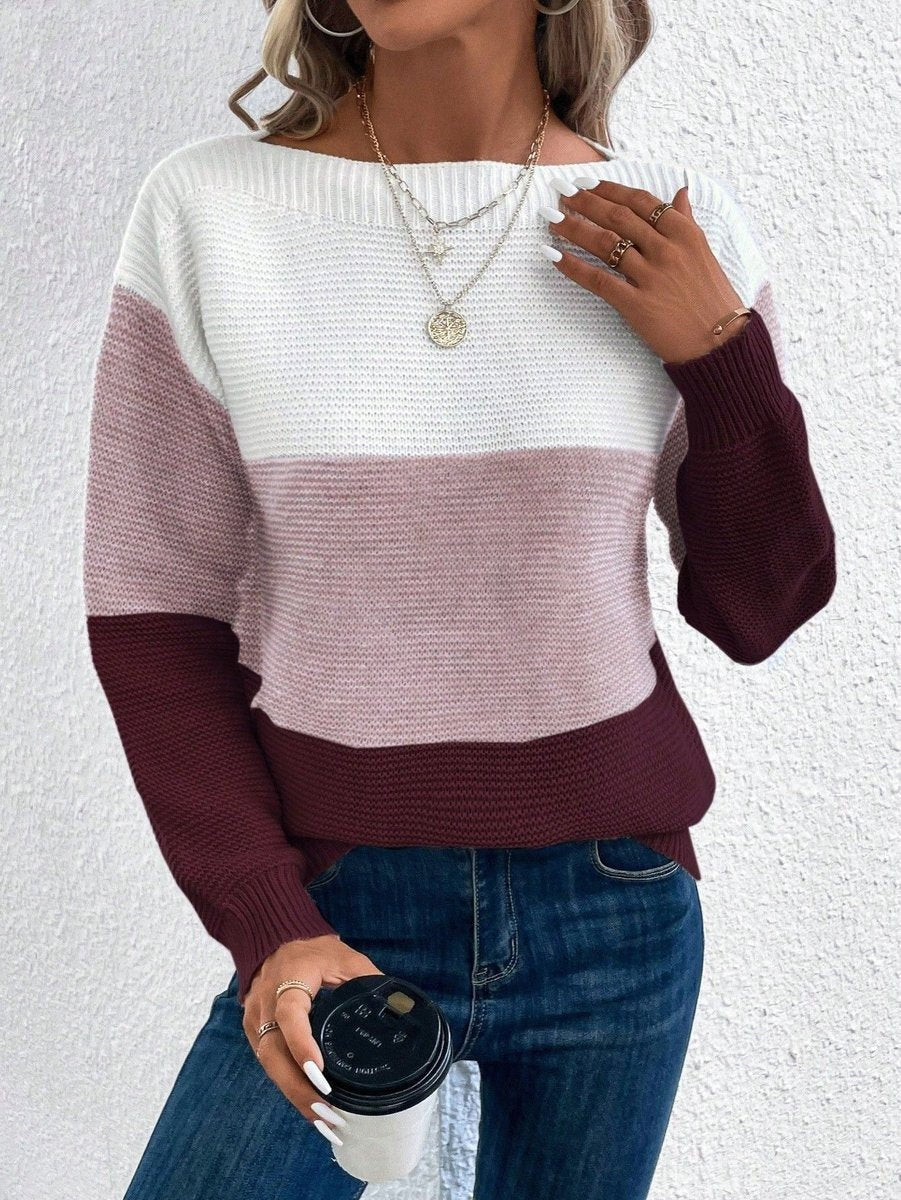 Nora | Women's Striped Sweater Crew Neck Long Sleeve
