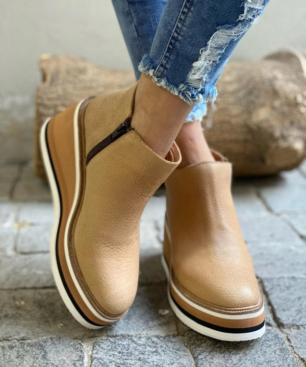 Claire | Women's Wedge Ankle Boots Suede-Look with Side Zip