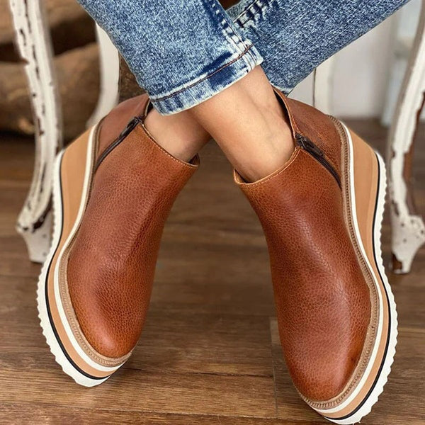 Claire | Women's Wedge Ankle Boots Suede-Look with Side Zip