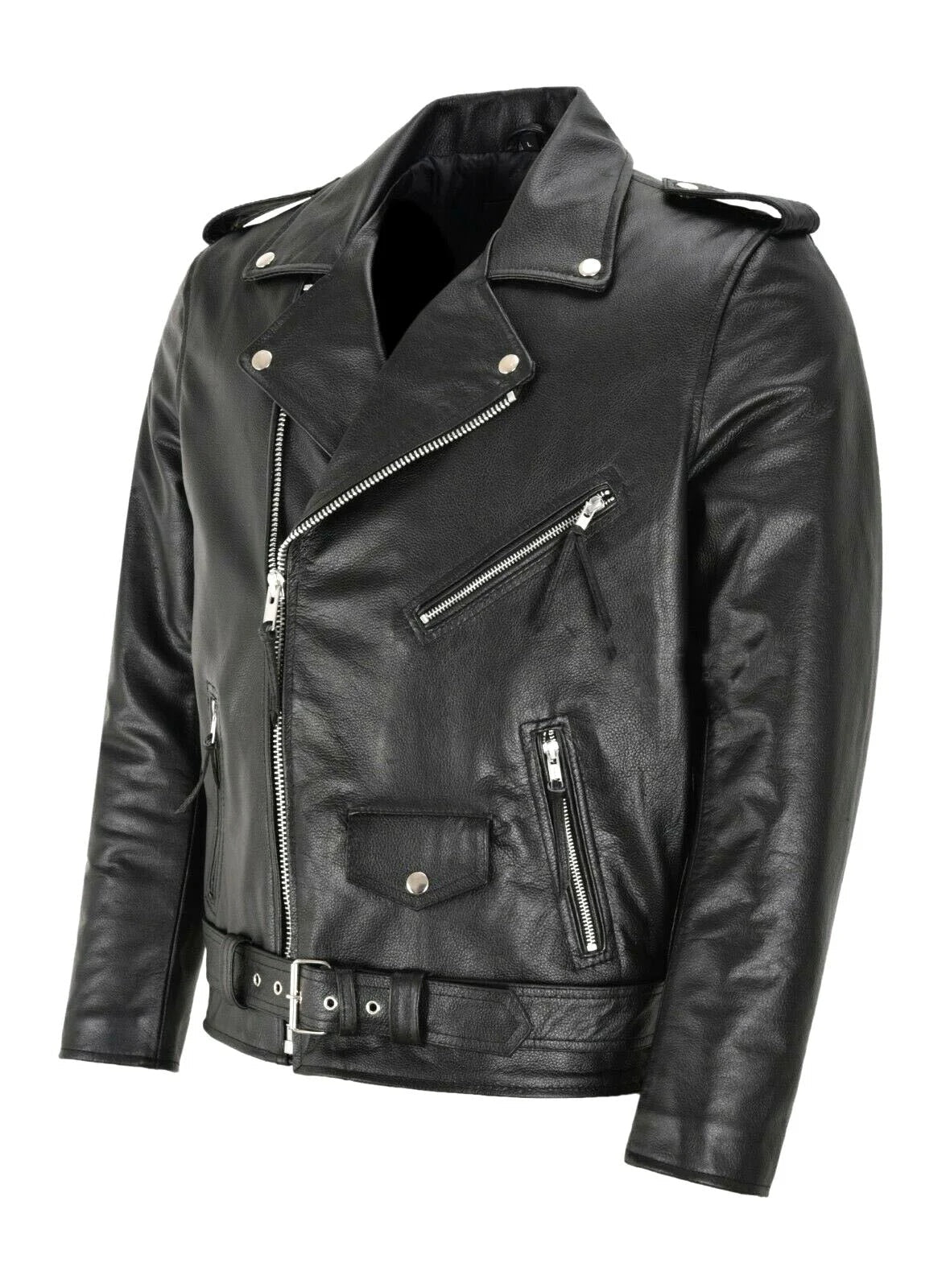 Sean | Men's Leather Jacket Biker Asymmetric Zipper Moto