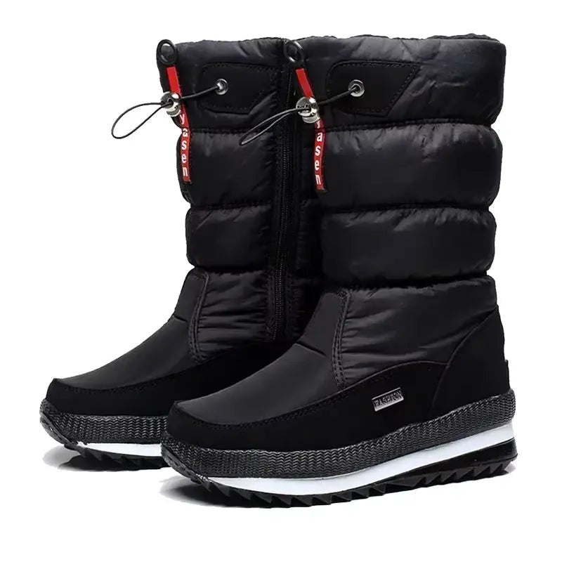 Emily | Women's Quilted Snow Boots Mid Calf with Side Zipper