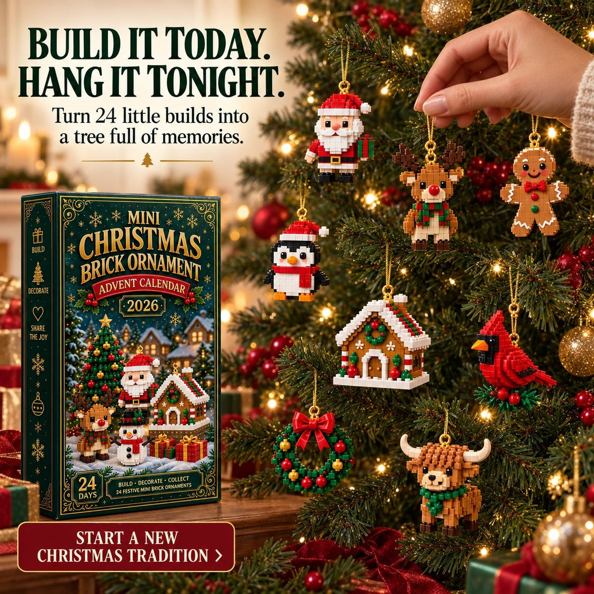 Emma | Christmas Brick Ornament Advent Calendar 24 Mini Building Sets
