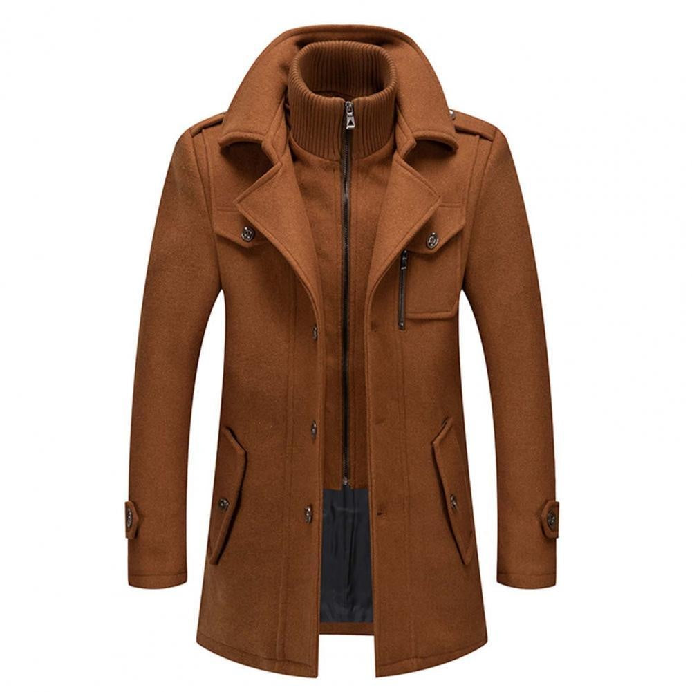 Peter | Men's Long Wool Blend Coat Notch Lapel Button Front