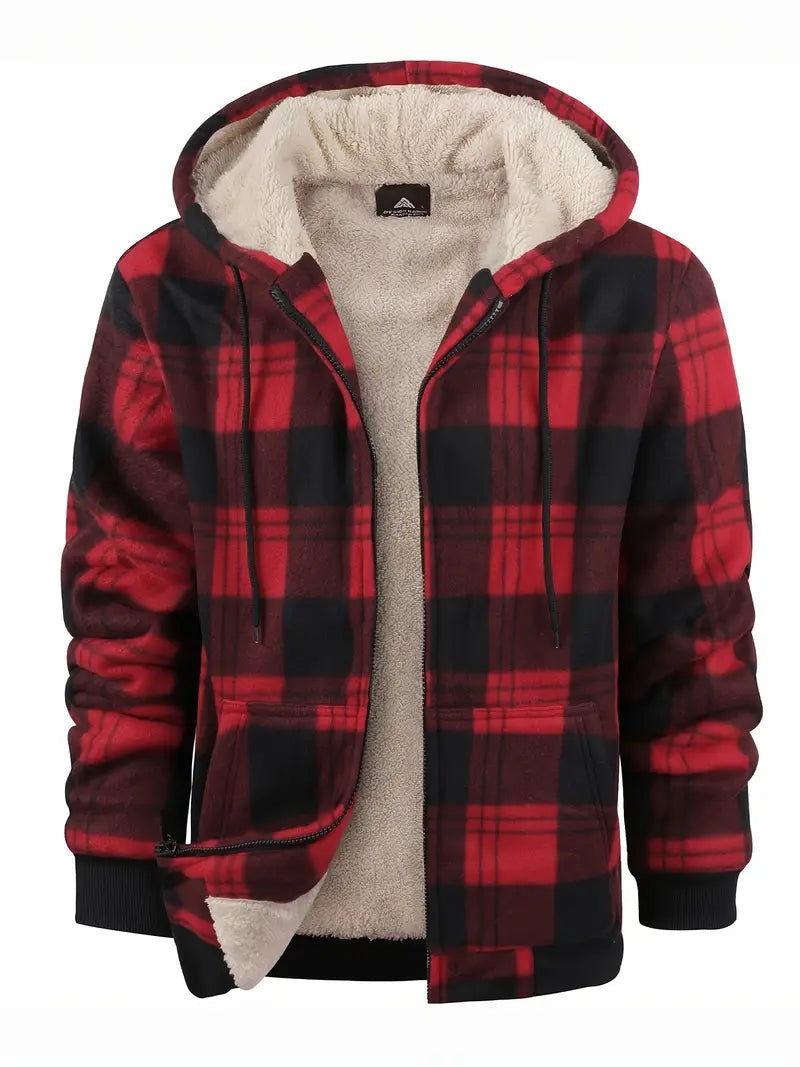 Silas | Men's Plaid Sherpa Jacket Hooded Winter Flannel