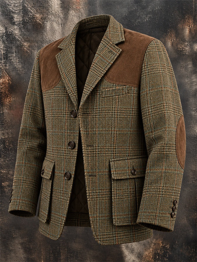 Hudson | Men's Tweed Jacket with Suede Shoulder Patches