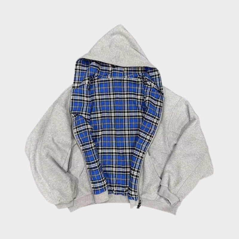 Adam | Men's Reversible Plaid Hoodie Oversized