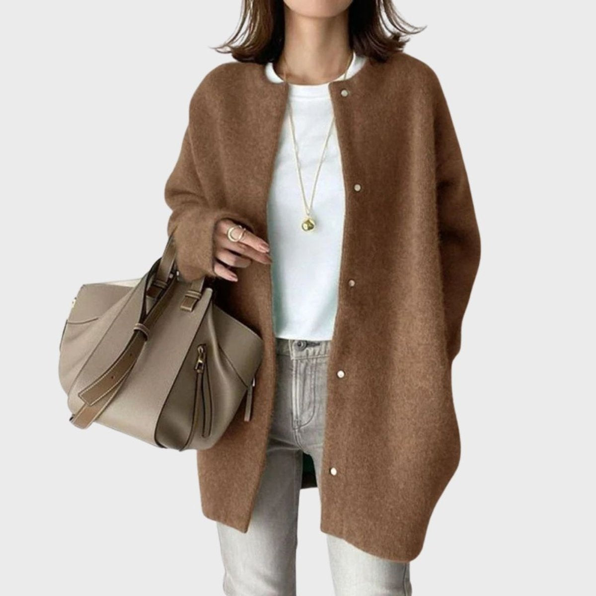 Harper | Women's Oversized Cashmere Cardigan Snap Button