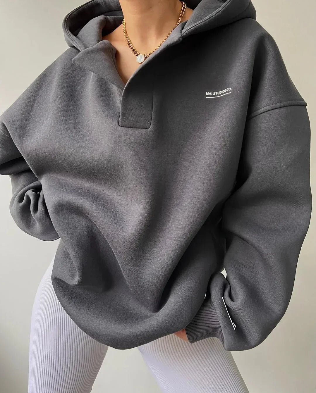 Evelyn | Women's Oversized Hoodie V Neck Athletic Sweatshirt