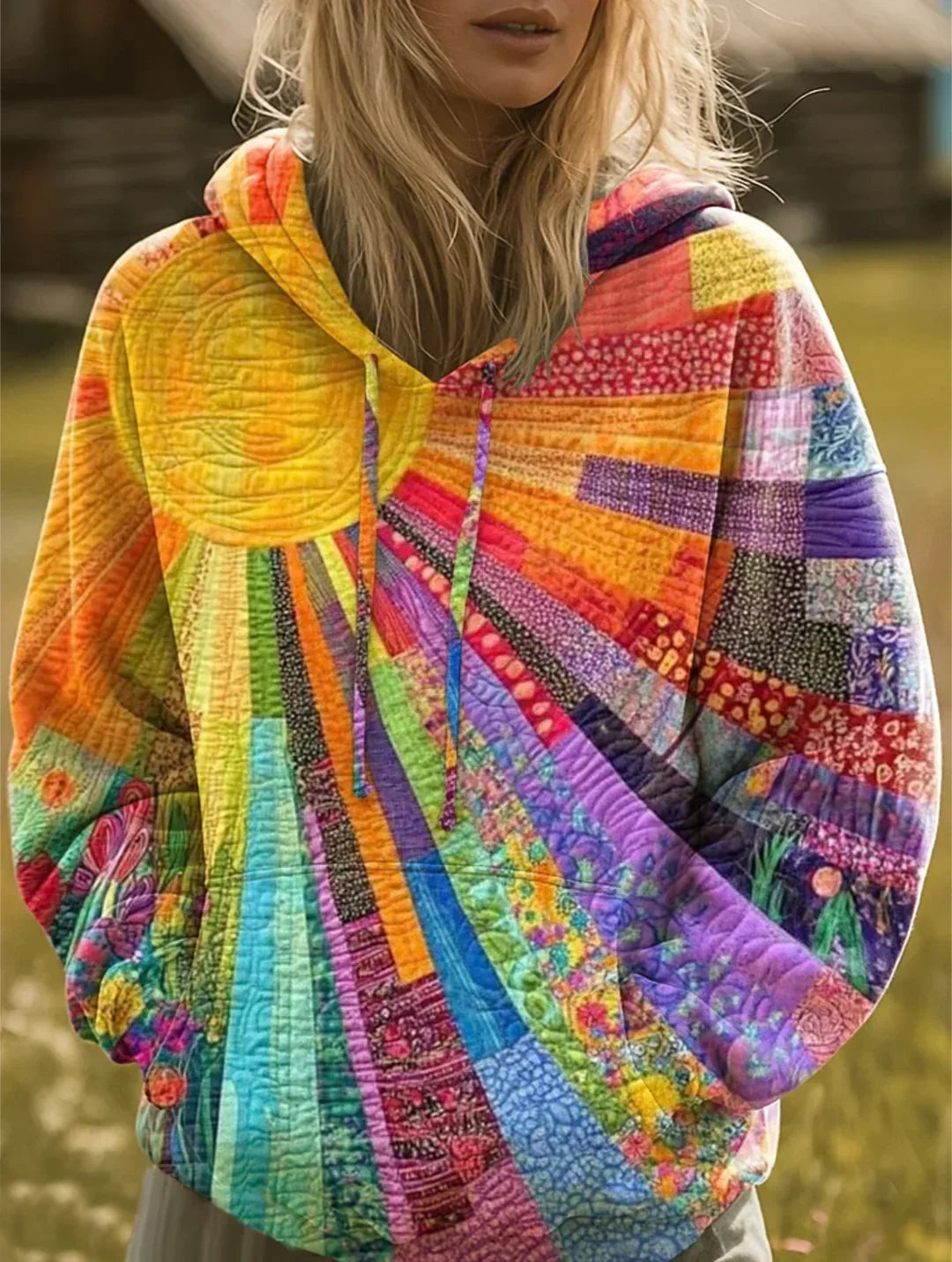Vanessa | Women's Patchwork Print Hoodie Oversized