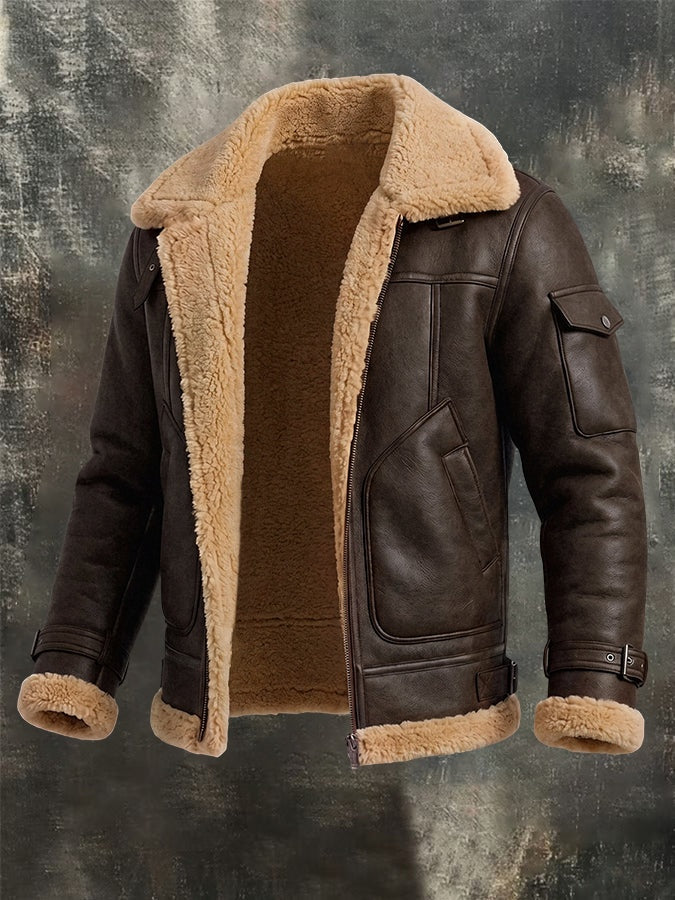 Liam | Men's Faux Suede Sherpa Jacket Aviator Style