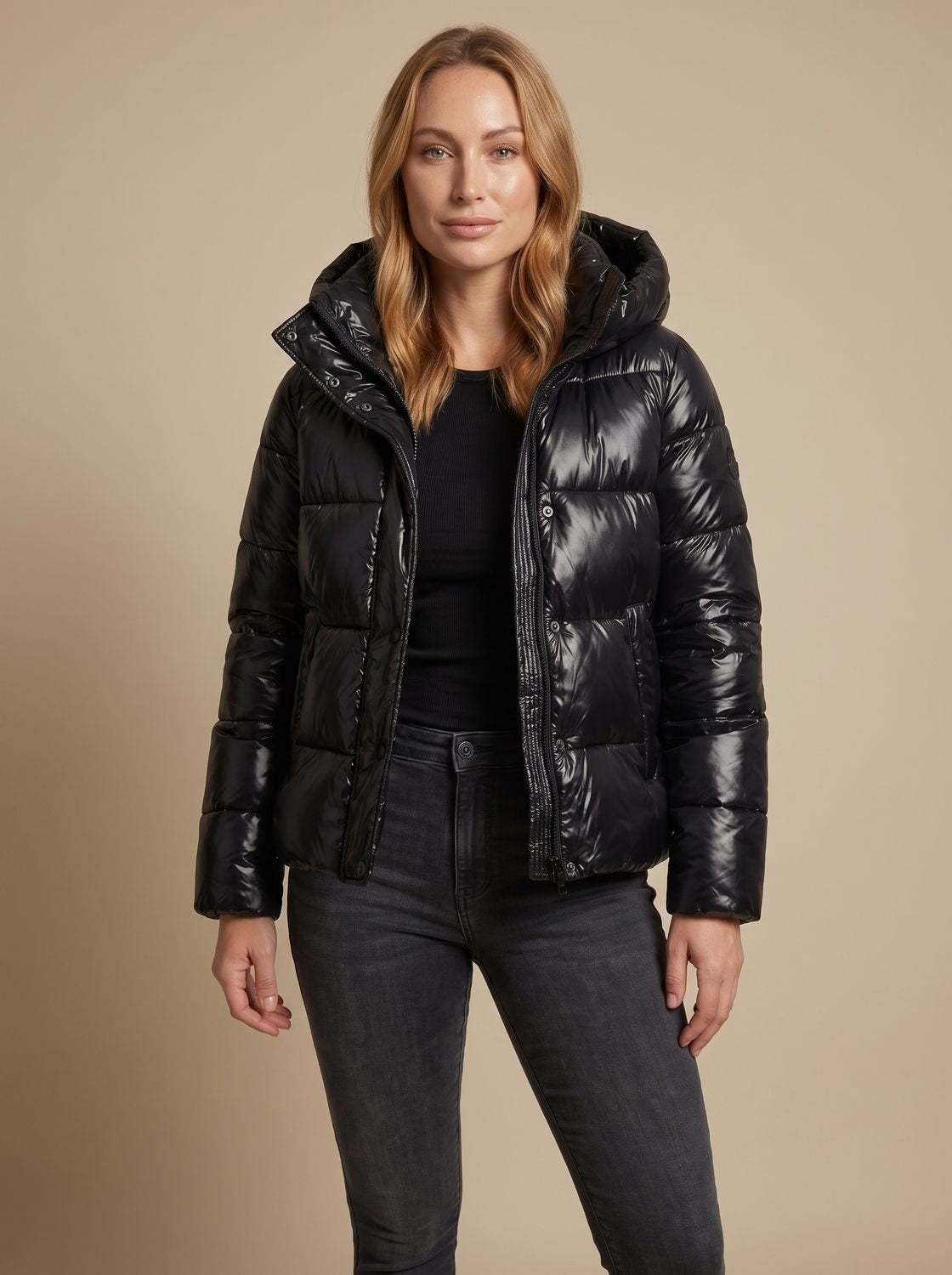 Lillian | Women's Quilted Down Jacket with Hood Glossy Finish