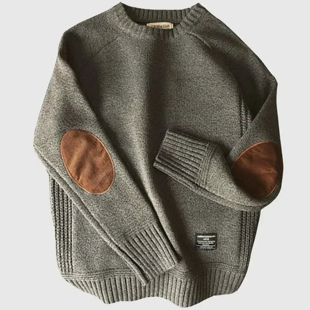 Lucas | Men's Wool Sweater with Elbow Patches