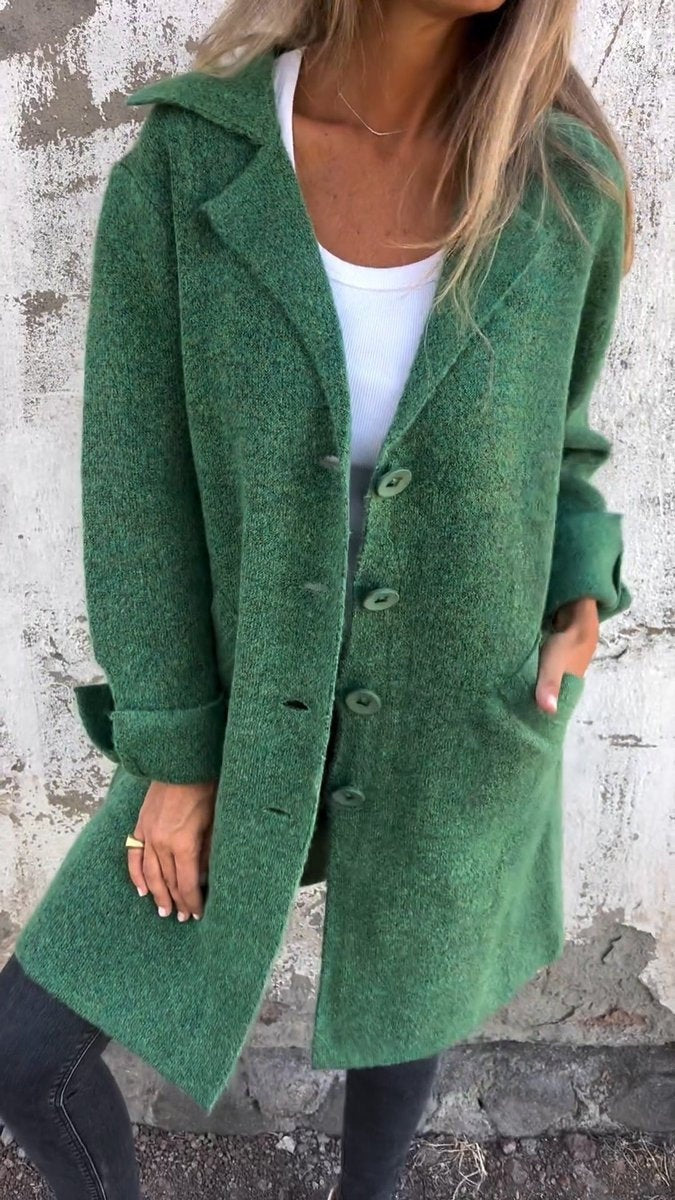 Juliette | Women's Wool Blend Coat Lapel Collar Button Front