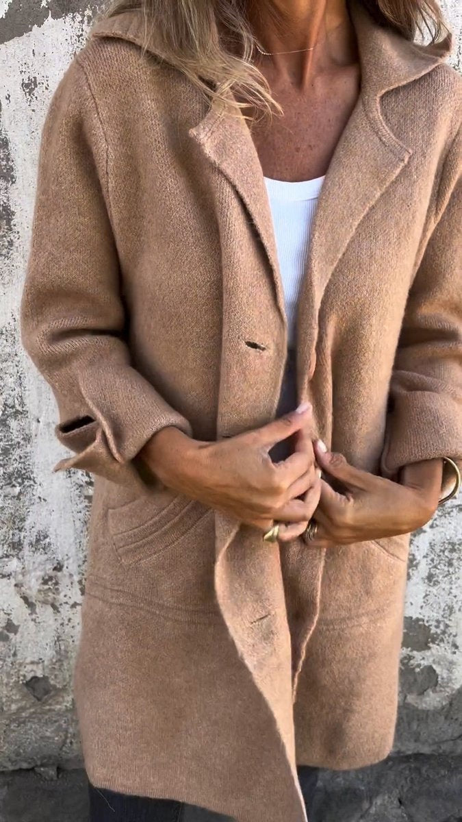 Juliette | Women's Wool Blend Coat Lapel Collar Button Front
