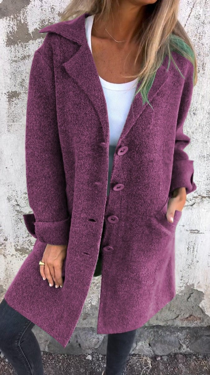 Juliette | Women's Wool Blend Coat Lapel Collar Button Front
