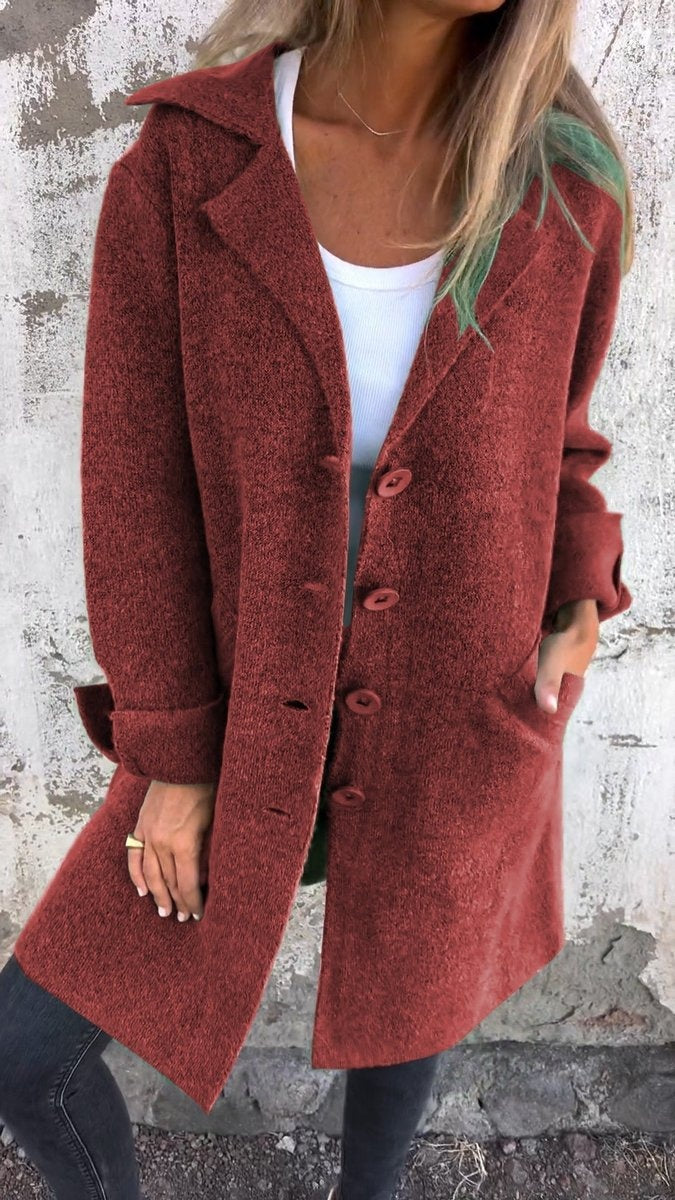 Juliette | Women's Wool Blend Coat Lapel Collar Button Front