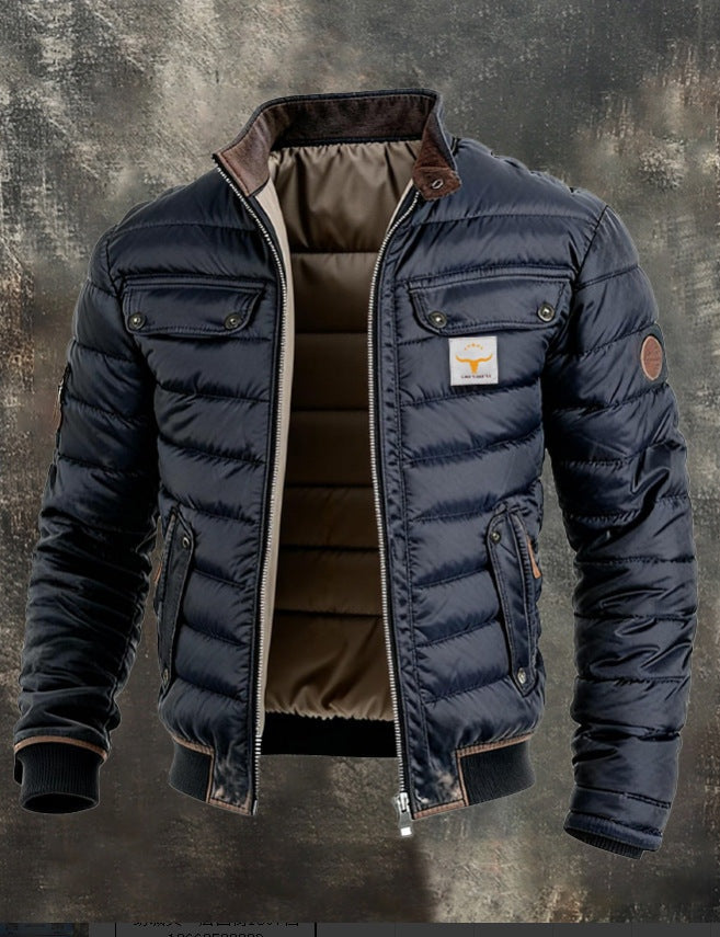 Mason | Men's Quilted Puffer Bomber Jacket with Stand Collar
