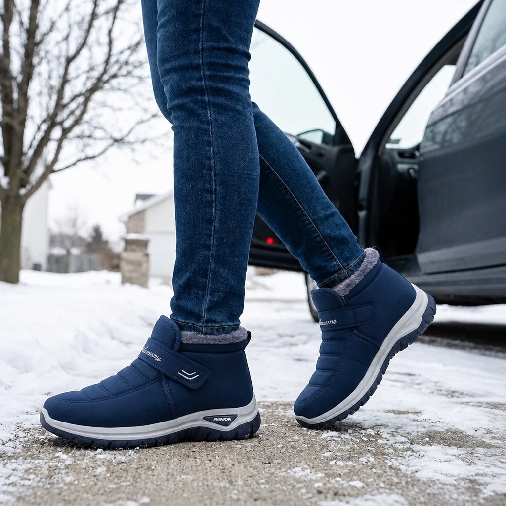 Mia | Women's Faux Fur Lined Snow Boots with Velcro Strap