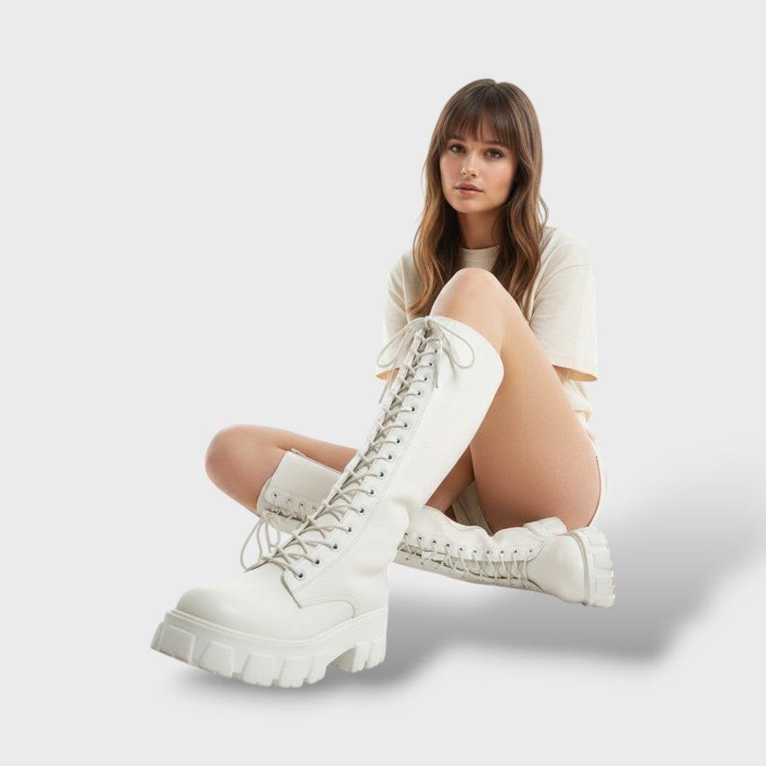Kelsey | Women's Tall Platform Combat Boots Lace Up
