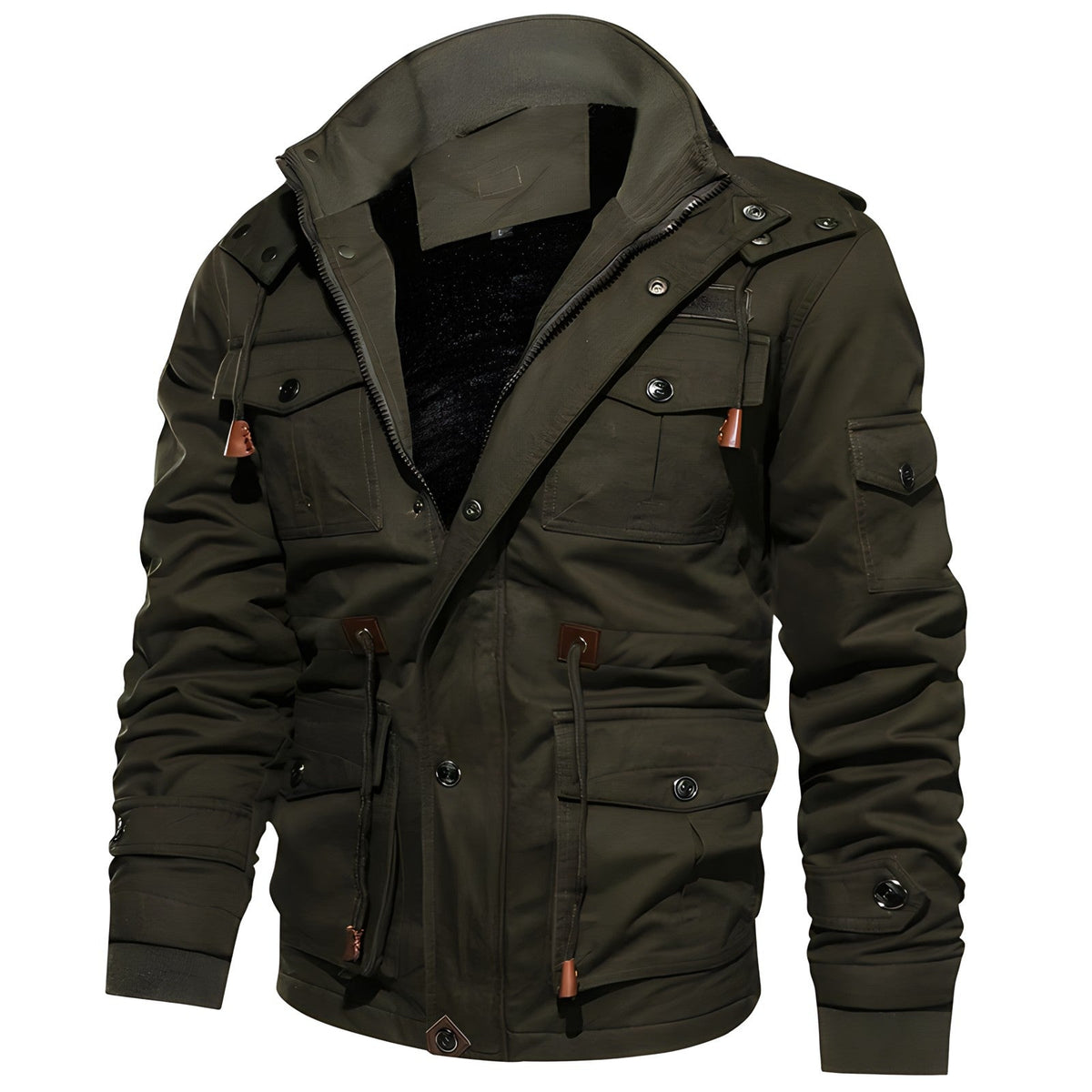 Simon | Men's Lined Military Jacket Multi Pocket Field Coat