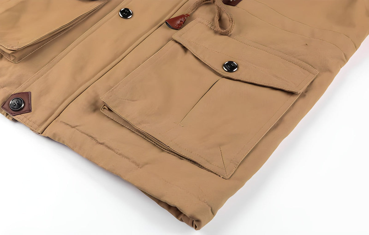 Simon | Men's Lined Military Jacket Multi Pocket Field Coat