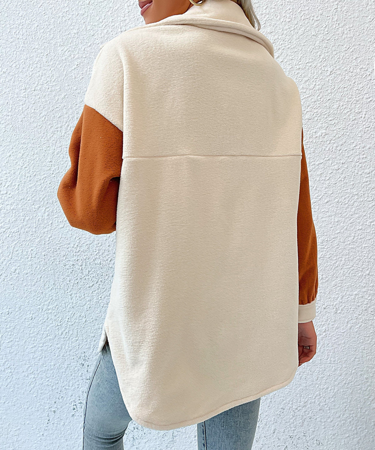 Hannah | Women's Two Tone Sherpa Jacket Fleece Pockets