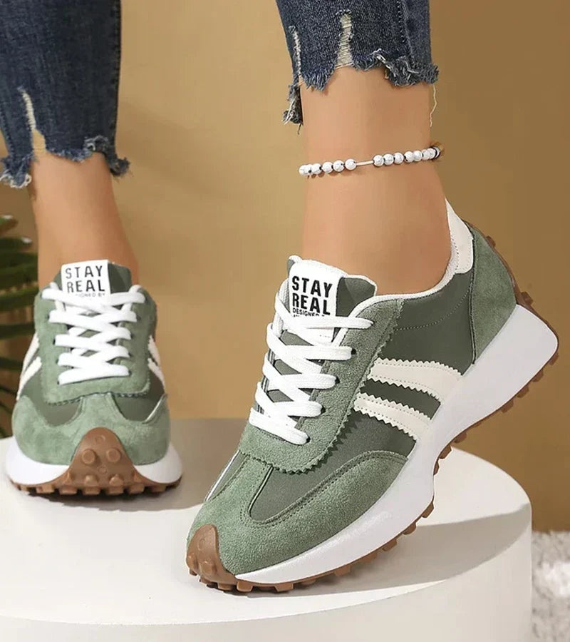 Natalie | Women's Platform Sneakers Suede-Look with Side Stripes