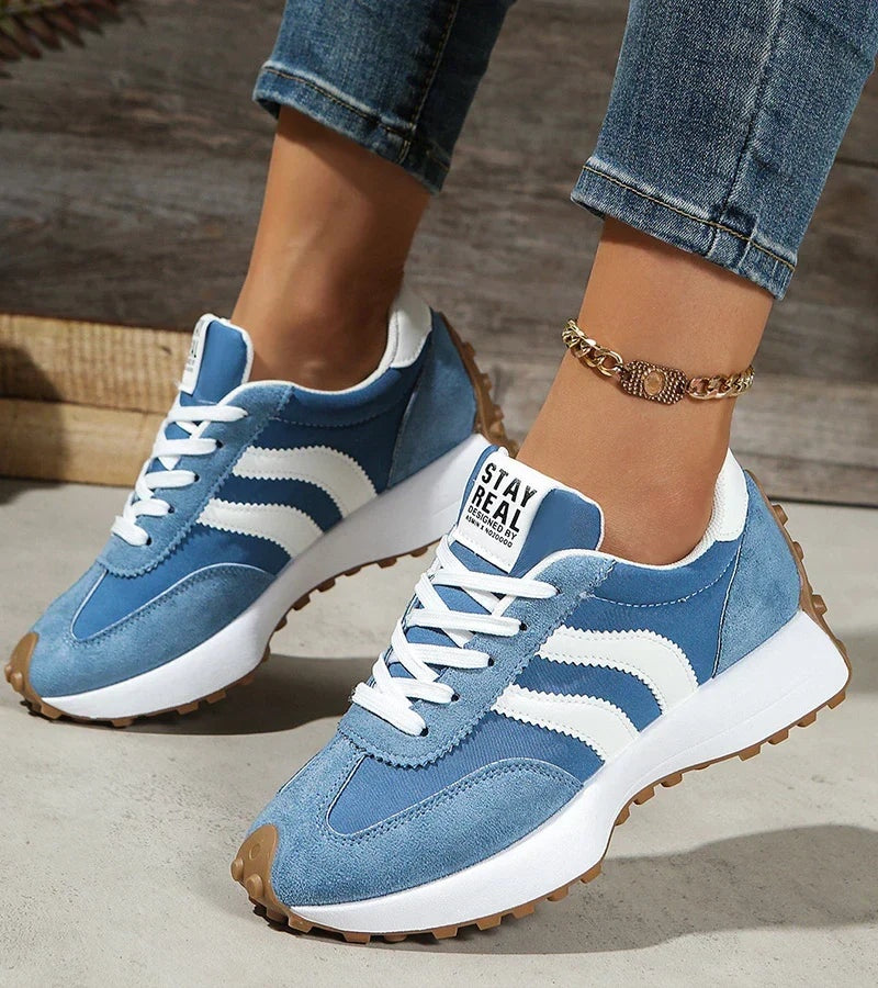 Natalie | Women's Platform Sneakers Suede-Look with Side Stripes