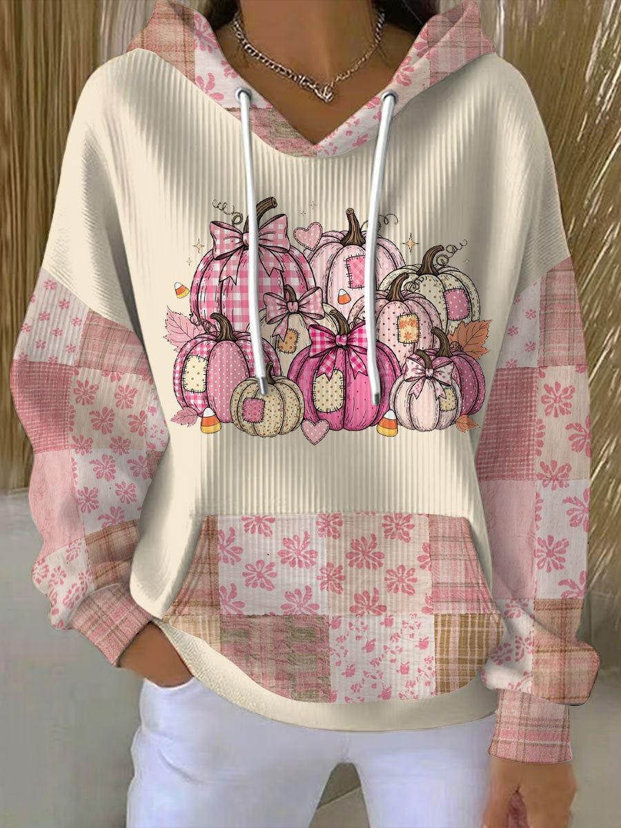 Michelle | Women's Pumpkin Patchwork Hoodie Fall Print