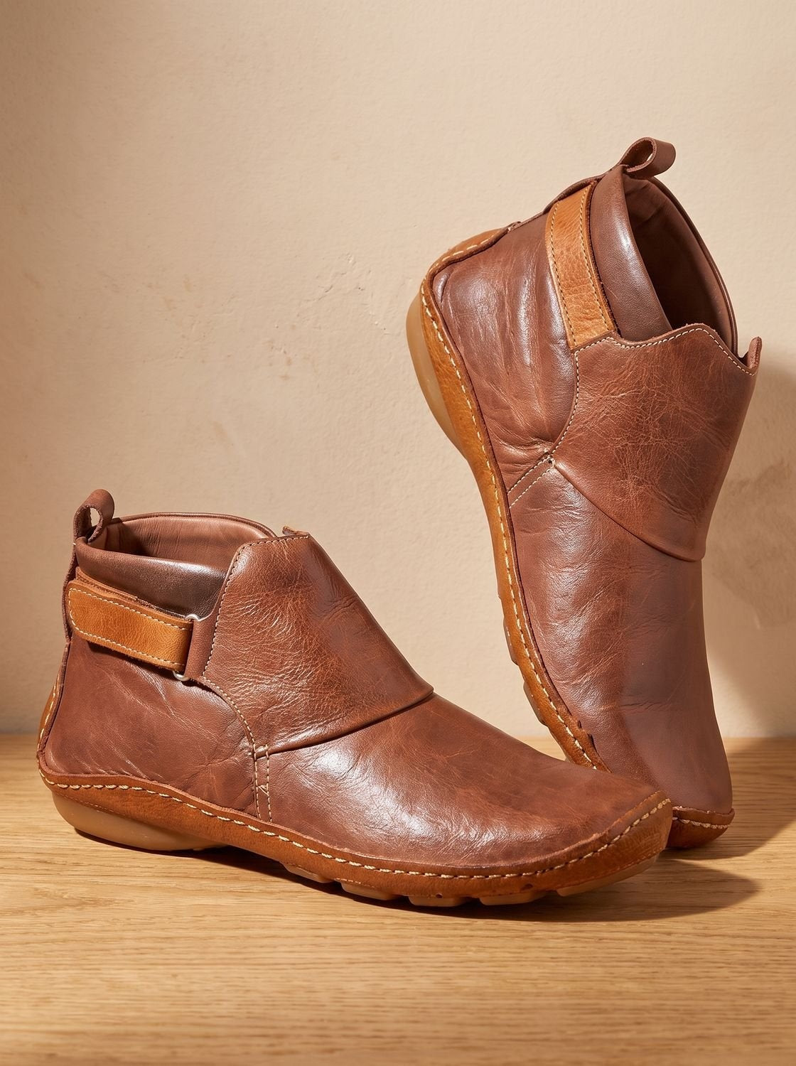 Nora | Women's Flat Ankle Boots Slip-On with Side Strap