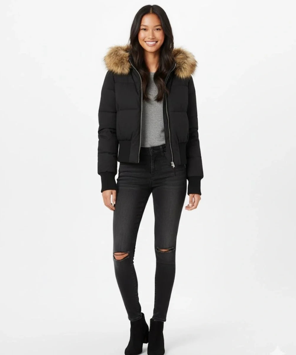 Ashley | Women's Puffer Jacket Faux Fur Hood