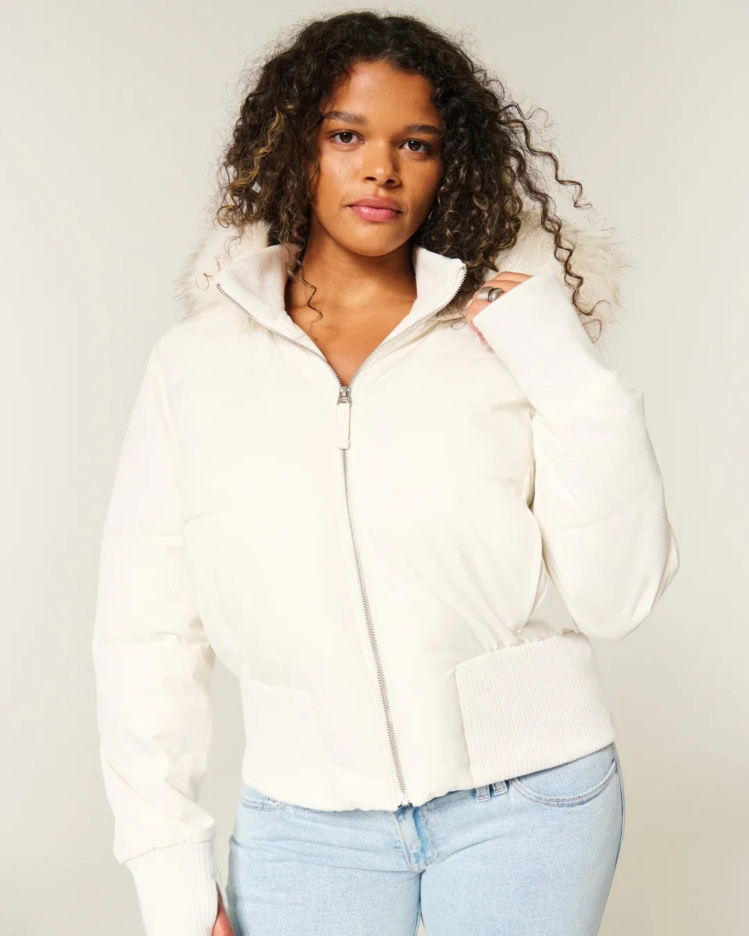 Ashley | Women's Puffer Jacket Faux Fur Hood