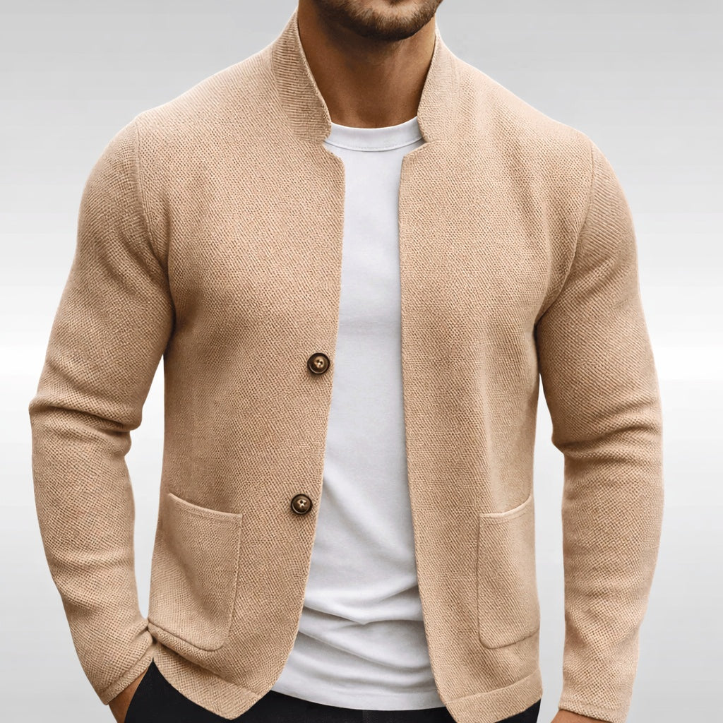 Oliver | Men's Structured Knit Jacket Stand Collar with Pockets