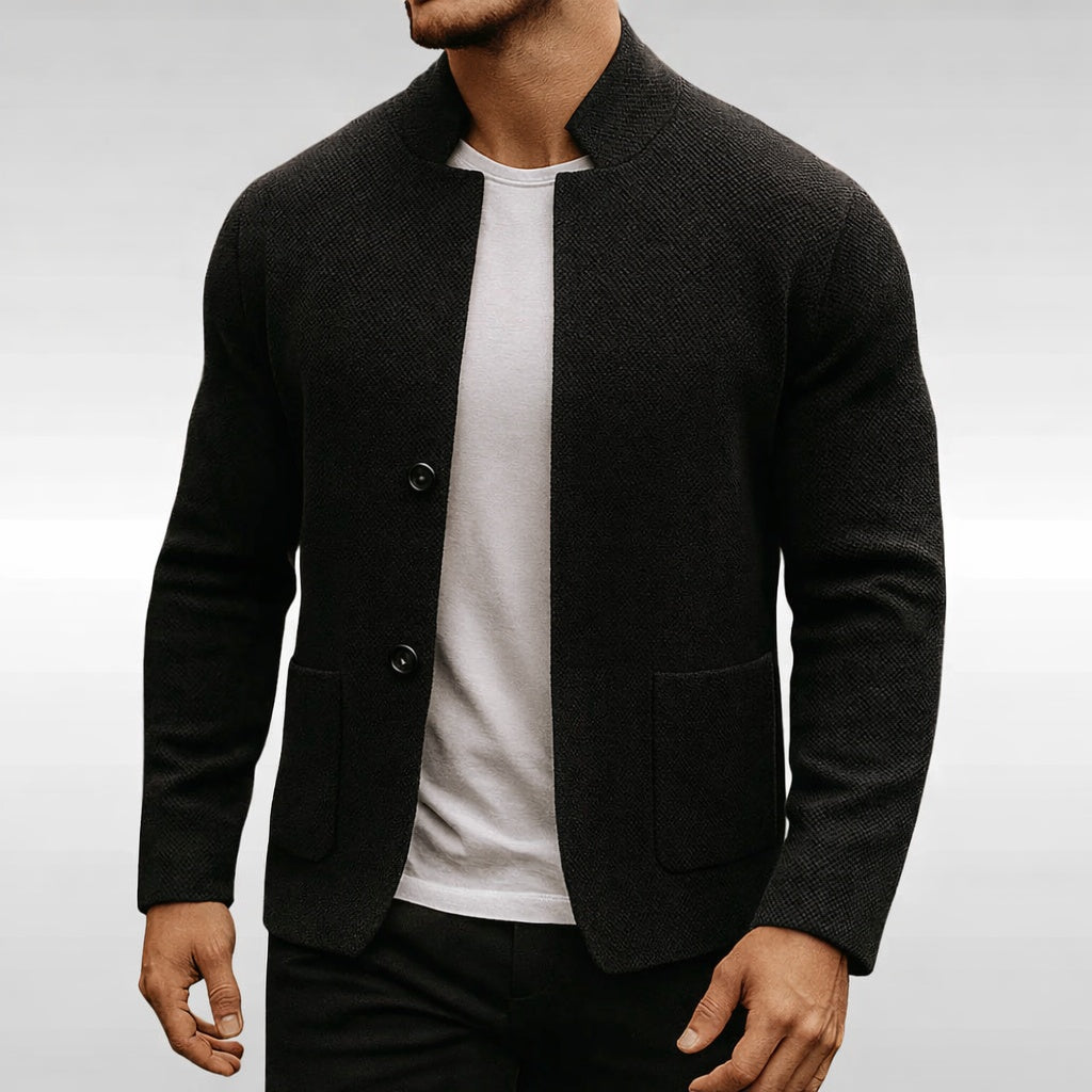 Oliver | Men's Structured Knit Jacket Stand Collar with Pockets