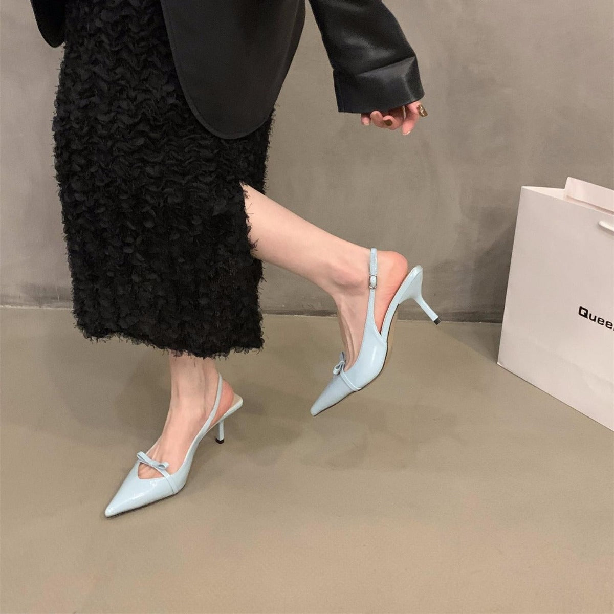Olivia | Women's Slingback Pumps with Bow Kitten Heel