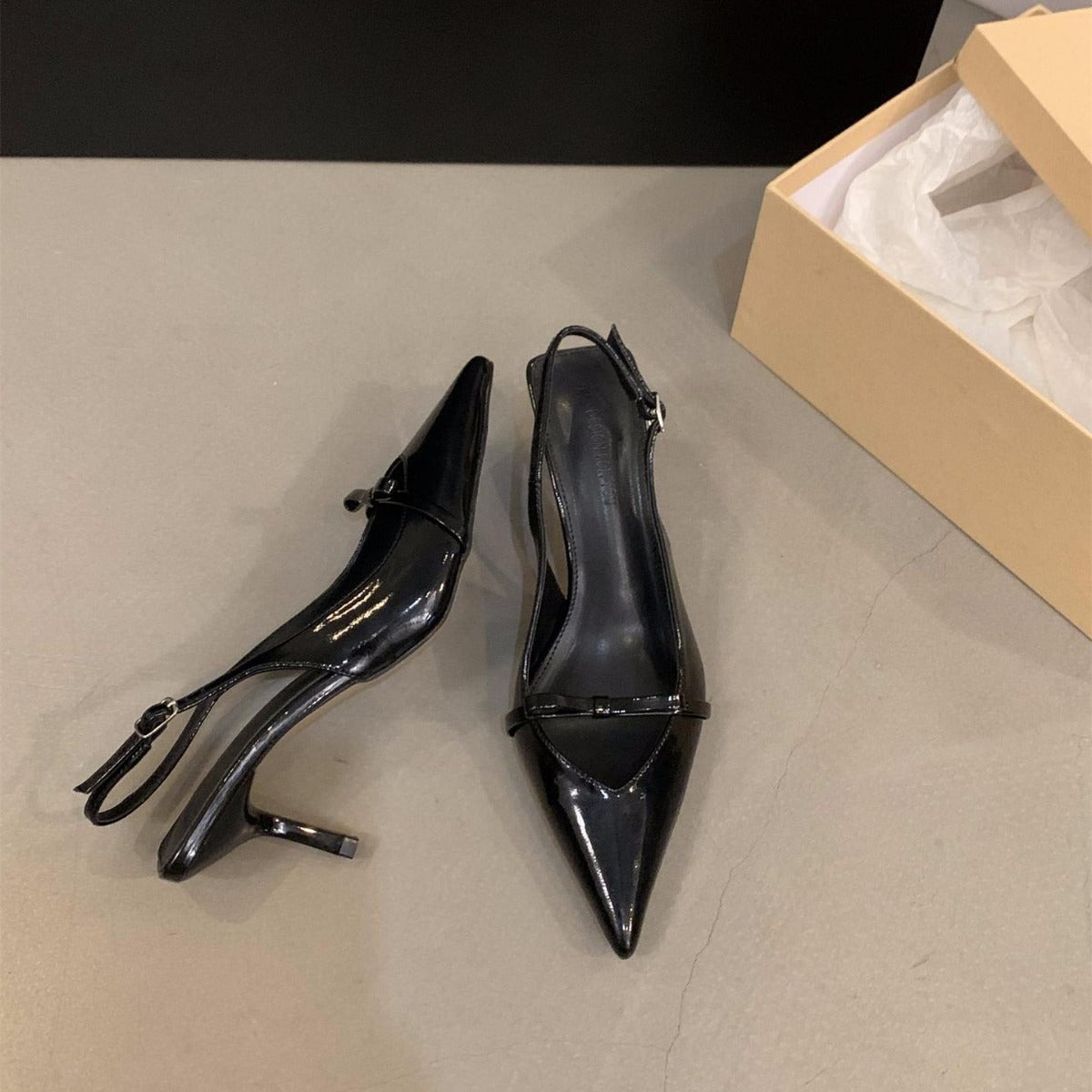 Olivia | Women's Slingback Pumps with Bow Kitten Heel