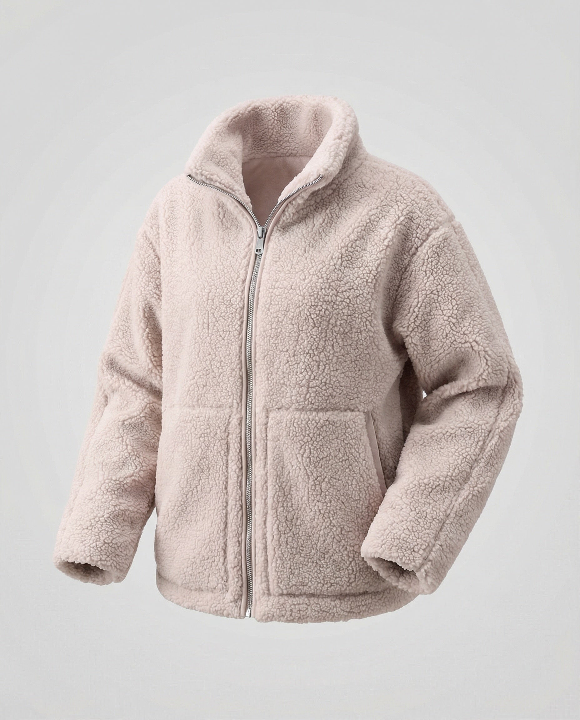 Paisley | Women's Fluffy Teddy Coat Zip-Up with High Collar