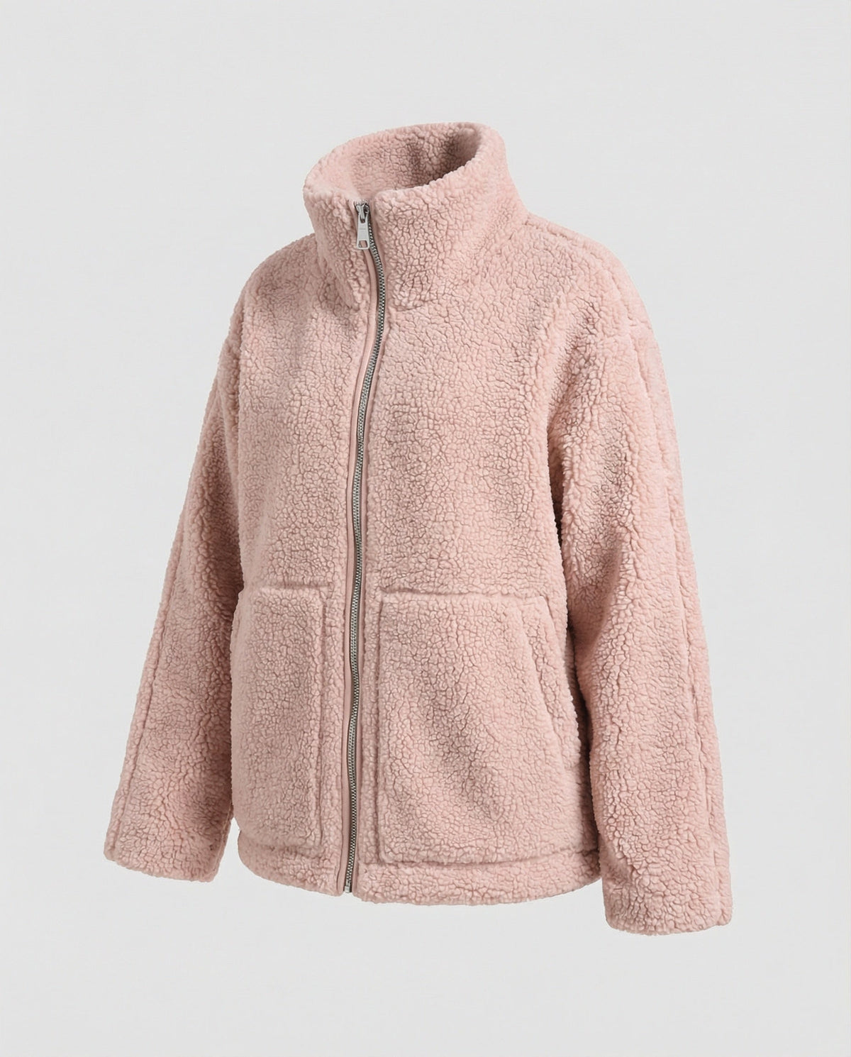 Paisley | Women's Fluffy Teddy Coat Zip-Up with High Collar