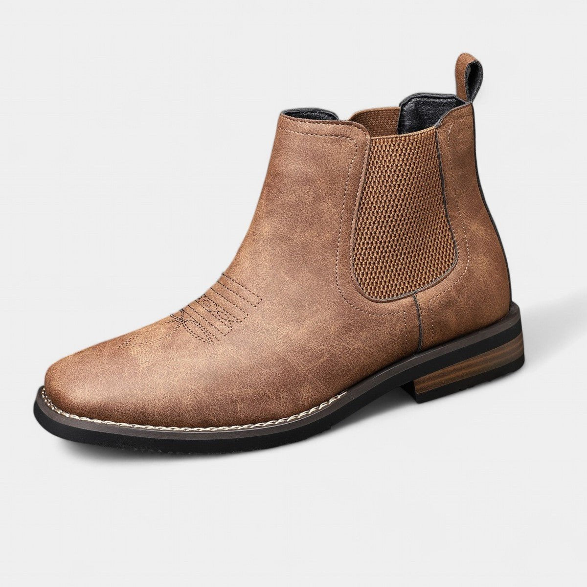 Connor | Men's Faux Leather Chelsea Boots Slip On Block Sole