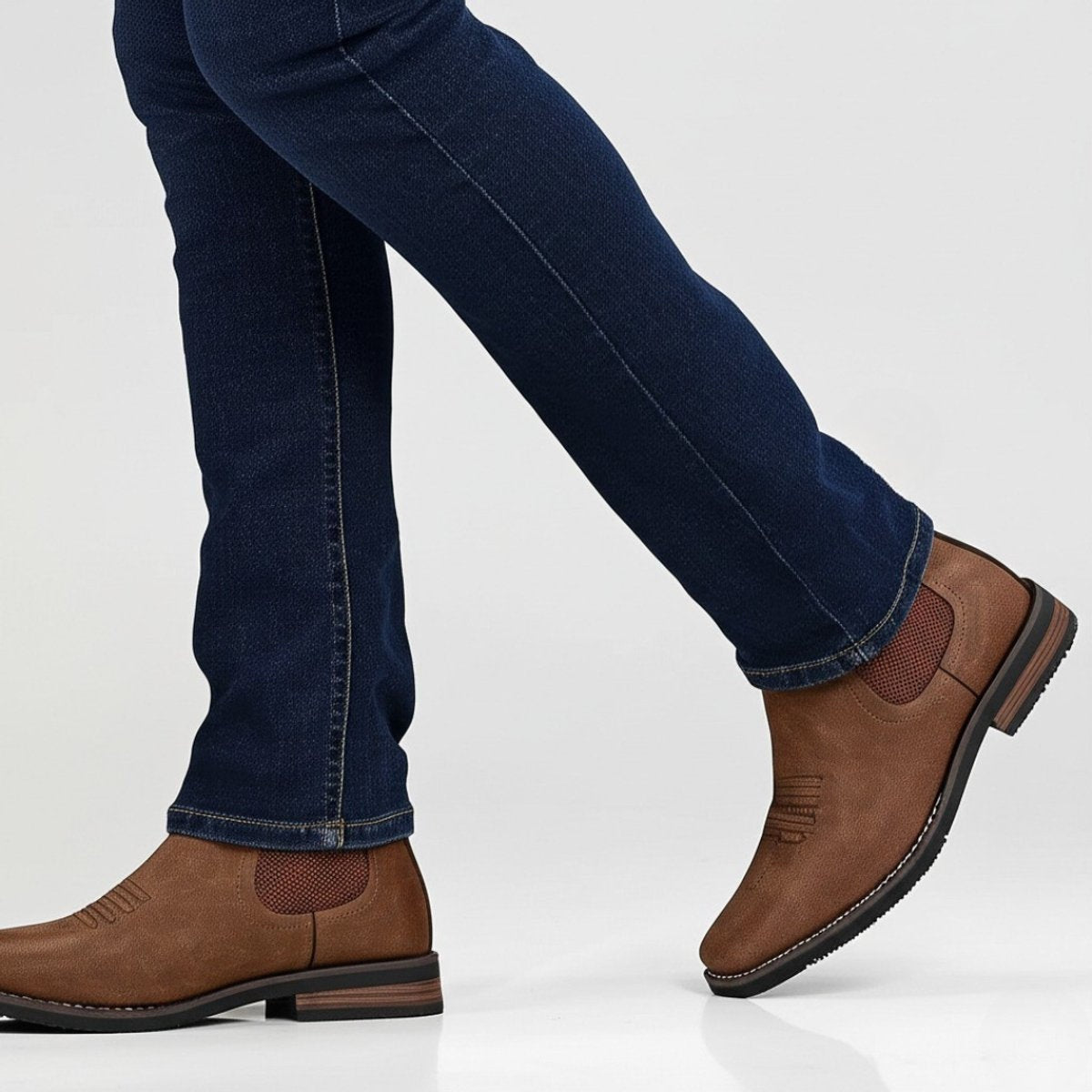 Connor | Men's Faux Leather Chelsea Boots Slip On Block Sole