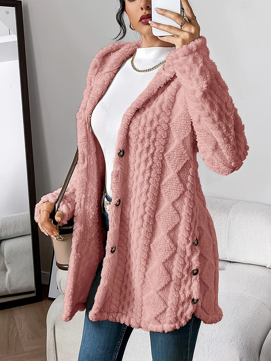 Lucy | Women's Oversized Hooded Fleece Jacket Button Up