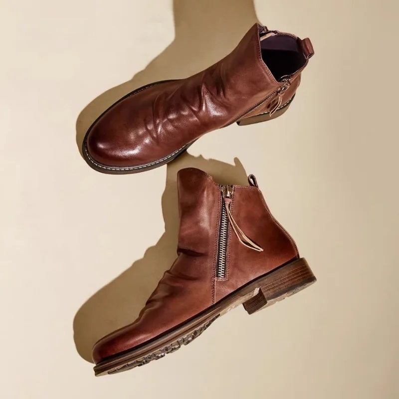 Caleb | Men's Leather Chelsea Boots Side Zipper