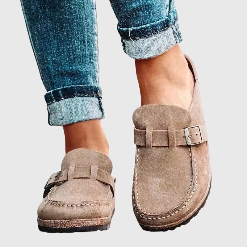 Rylee | Women's Suede Clogs Mules with Buckle Strap